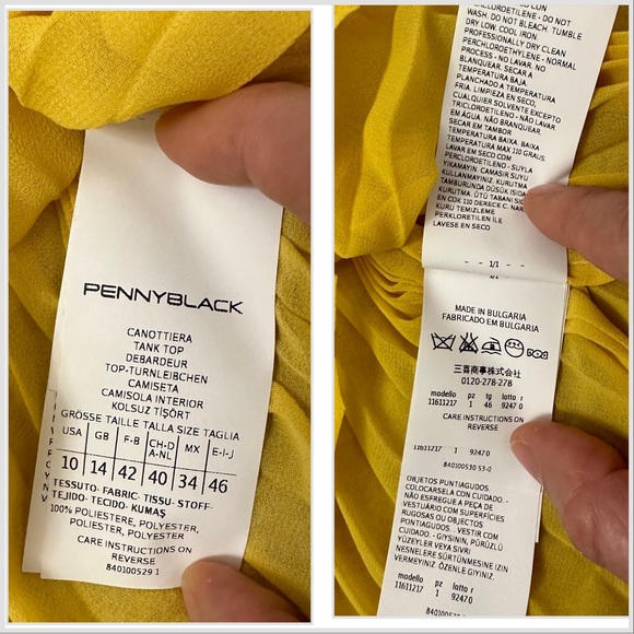 Pennyblack pleated yellow tank top with separate lining - Picture 13 of 14